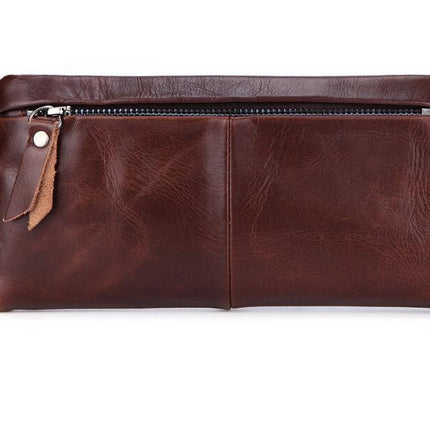 Hot-Selling Genuine Leather Men's Wallet, Business Casual Long Clutch Bag with Multiple Card Slots, Vintage Style Cowhide Men's Bag