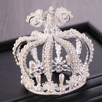 Tuan Ming Crown Europe and America Hot Full Circle Pearl Big Crown Birthday Cake Crown Baking Decorative Headwear Wholesale