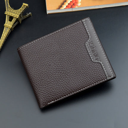 New Men's Wallet, Men's Short Wallet, Young Men's Simple and Fashionable Multi-Card Slot Pebbled Horizontal Style Spliced Wallet