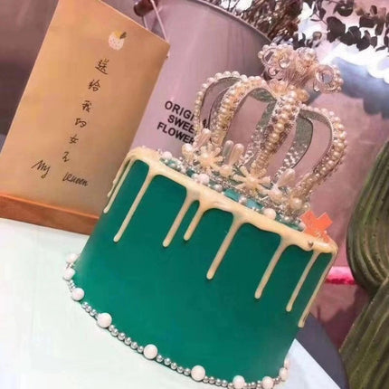 Tuan Ming Crown Europe and America Hot Full Circle Pearl Big Crown Birthday Cake Crown Baking Decorative Headwear Wholesale