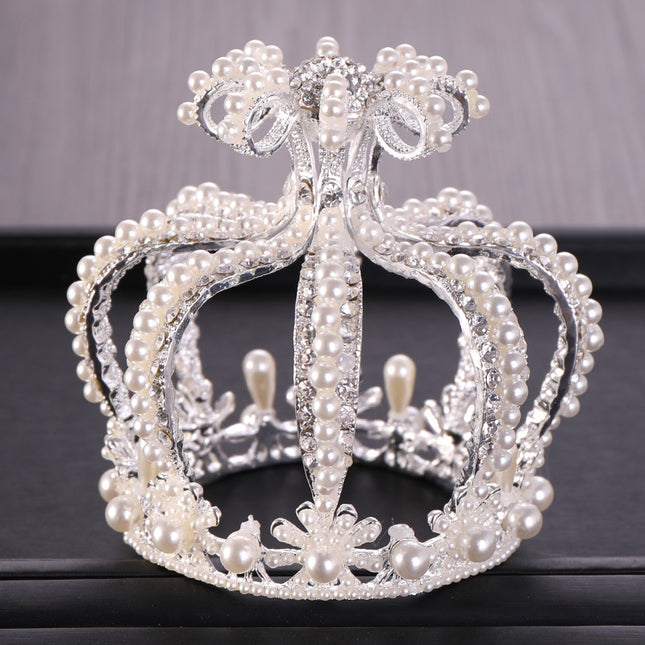 Tuan Ming Crown Europe and America Hot Full Circle Pearl Big Crown Birthday Cake Crown Baking Decorative Headwear Wholesale