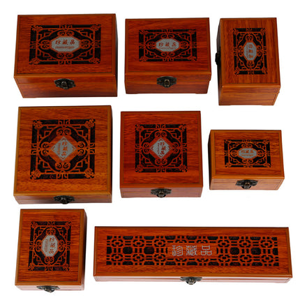 Wooden jade jewelry jade jewelry box hollow collection solid wood bracelet pendant piece packaging box wholesale