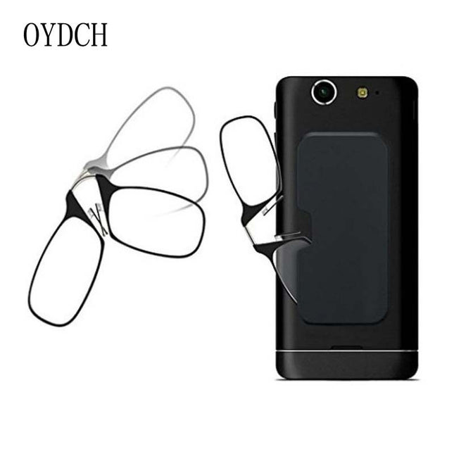 Unisex Legless Nose Presbyoscopic Glasses for the Elderly Sticky Mobile Phone Portable Presbyoscopic Glasses Ultra-thin Glasses Case