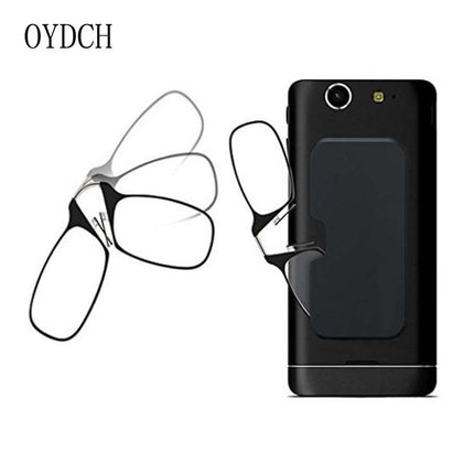 Unisex Legless Nose Presbyoscopic Glasses for the Elderly Sticky Mobile Phone Portable Presbyoscopic Glasses Ultra-thin Glasses Case