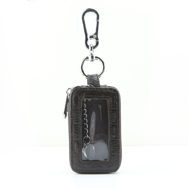 Factory crocodile pattern key case Men's genuine leather double-layer car multi-function key bag zipper first layer cowhide wholesale
