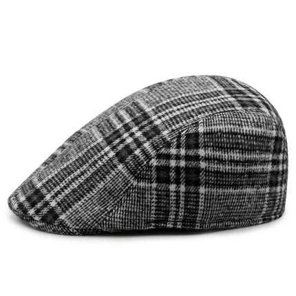 Factory hat wholesale simple Plaid warm full seal woolen beret autumn and winter men's and women's cap forward hat
