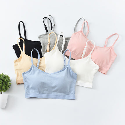 Cotton Five-Finger Cup with Chest Pad Small Vest Women's Short Sling Tube Top Wear-Free Underwear Cup All-in-One Bra B