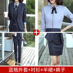 Blue suit + gray shirt + trousers + overskirt / S