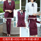 Red suit + white shirt + waistcoat + overskirt + trousers / S