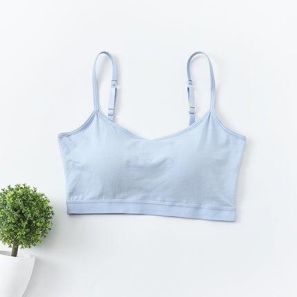 Cotton Five-Finger Cup with Chest Pad Small Vest Women's Short Sling Tube Top Wear-Free Underwear Cup All-in-One Bra B