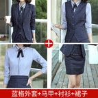 Blue suit + gray shirt + vest + overskirt / S