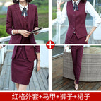Red suit + waistcoat + overskirt + trousers / S