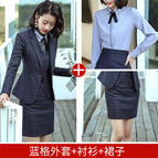 Blue suit + gray shirt + overskirt / S