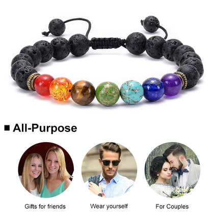Amazon Hot Sale Natural Agate Frosted Volcanic Stone Bracelet Colorful Natural Stone Yoga Woven Bracelet Wholesale