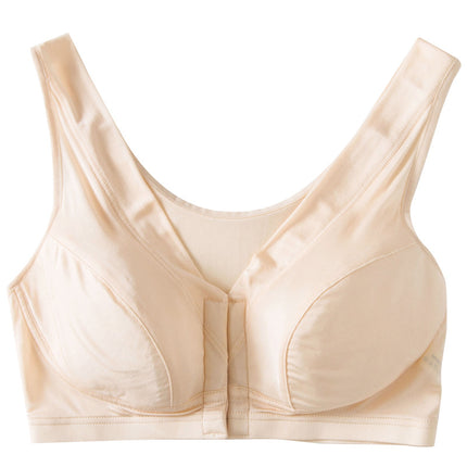 New Mulberry Silk Thin Silk Knitted Bra Large Size Front Buckle Breastfeeding Bra Vest No Steel Rings Comfortable Underwear