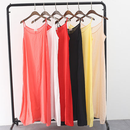 Silk Cotton Multi-Color Suspender Bottoming Long Skirt Plus Size Summer Dress Petticoat Women's Artistic Nightgown for Women
