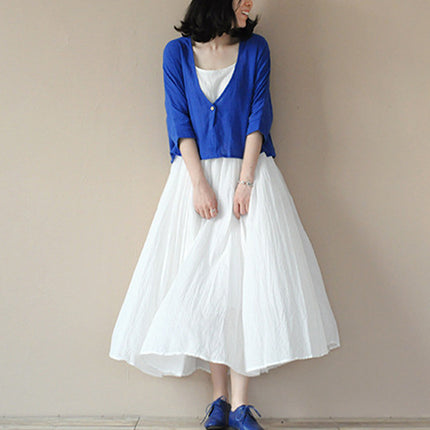 Silk Cotton Multi-Color Suspender Bottoming Long Skirt Plus Size Summer Dress Petticoat Women's Artistic Nightgown for Women
