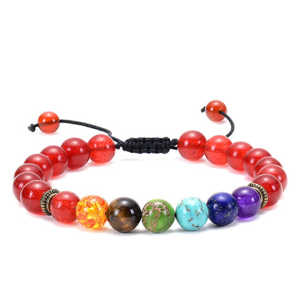 Amazon Hot Sale Natural Agate Frosted Volcanic Stone Bracelet Colorful Natural Stone Yoga Woven Bracelet Wholesale