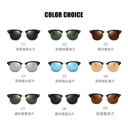 Moju 3016 Polarized Sunglasses European and American Style Retro Men's Anti-Uv Trendyy Women's Rice Nail Sunglasses Wholesale