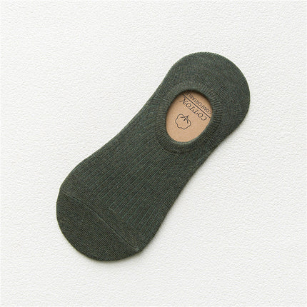 5 pairs of socks men's spring and summer solid color invisible boat Socks silicone non-slip cotton drawable all-match men's socks