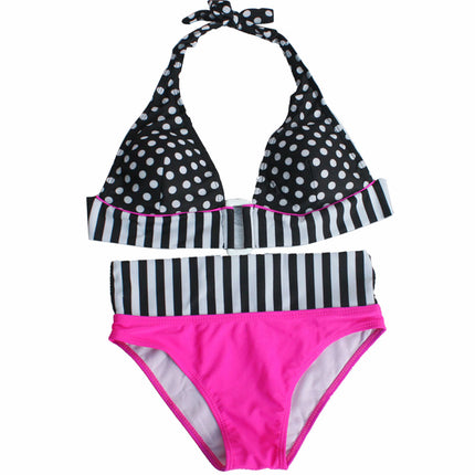European and American swimwear cute sexy wave split foreign trade bikini neck strap ladies swimwear wholesale