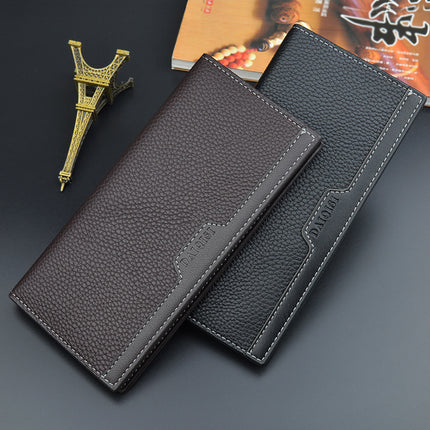 New Men's Wallet Men's Long Wallet Men's Multi-Card Large Capacity Fashionable Stitching Thin Soft Wallet Suit Bag
