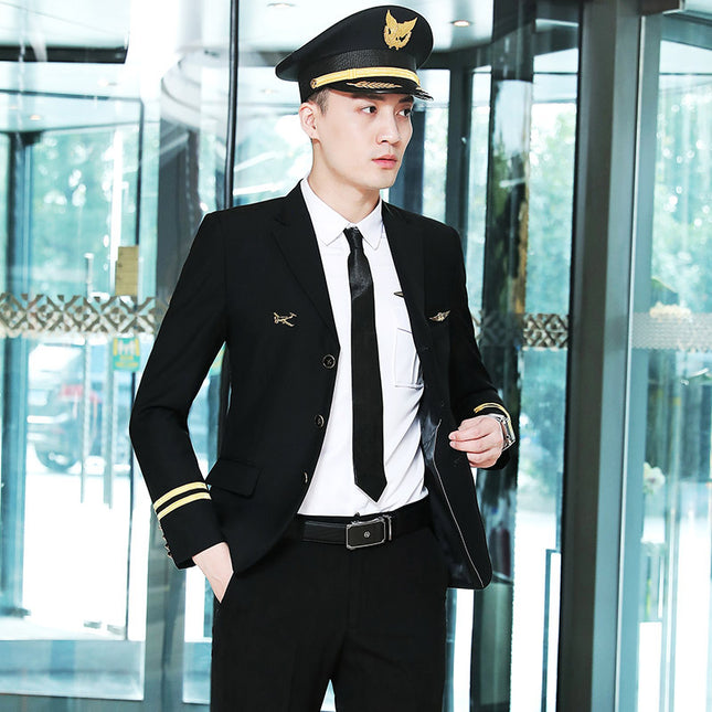 Air Less Uniform Coat Male Pilot Costume Captain Uniform Air Force Suit Performance Costume Annual Meeting Dress Men's Suit