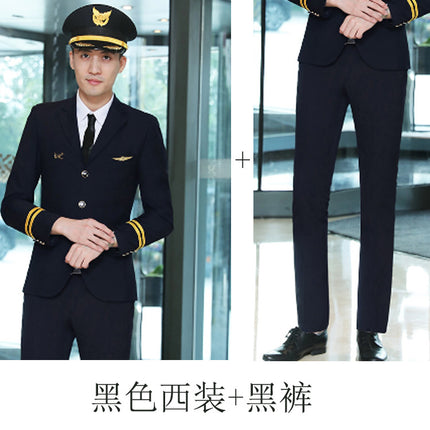 Air Less Uniform Coat Male Pilot Costume Captain Uniform Air Force Suit Performance Costume Annual Meeting Dress Men's Suit