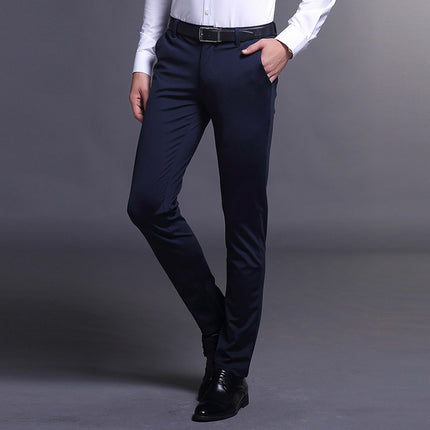 2025 New Men's Autumn Straight Pants Youth Men's Pants Business Casual Pants Non-ironing Slim-fit Small Leg Pants