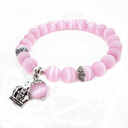 Korean Style Cat's Eye Bracelet Crown Pendant Bracelet Student Crystal Bracelet Bracelet Wholesale Bracelet Niche Korea