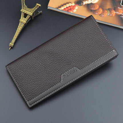 New Men's Wallet Men's Long Wallet Men's Multi-Card Large Capacity Fashionable Stitching Thin Soft Wallet Suit Bag