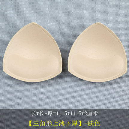 Thickened Triangle Intimates Overlock Sponge Breast Pad Inserts, Thin Top and Thick Bottom Round Sponge Swimsuit Sponge Cup