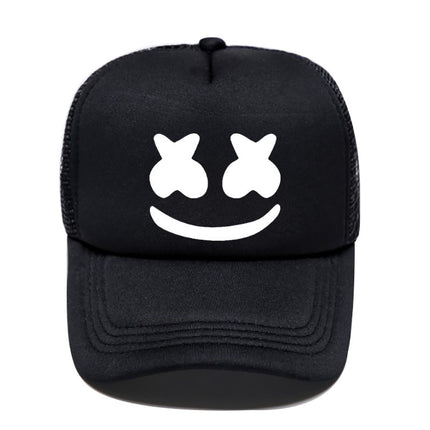 AliExpress smiley face expression baseball hat sunscreen sunshade cargo cap cross-border best selling smiley face pattern net cap for men and women