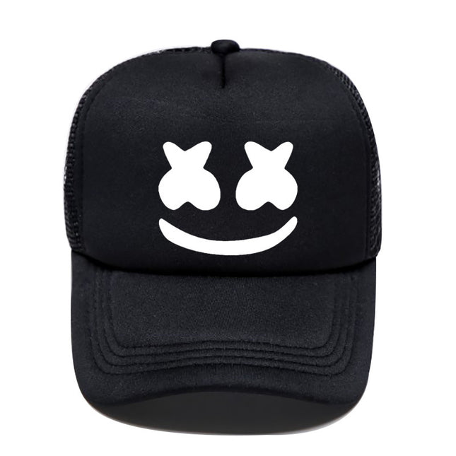 AliExpress smiley face expression baseball hat sunscreen sunshade cargo cap cross-border best selling smiley face pattern net cap for men and women