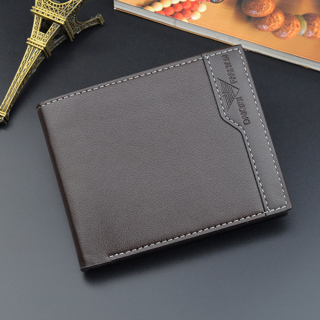New Men's wallet men's short wallet men's youth multi-card fashion stitching casual business thin soft wallet