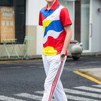 8129 men's colorful red short-sleeve trousers / M