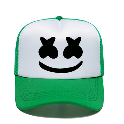 AliExpress smiley face expression baseball hat sunscreen sunshade cargo cap cross-border best selling smiley face pattern net cap for men and women