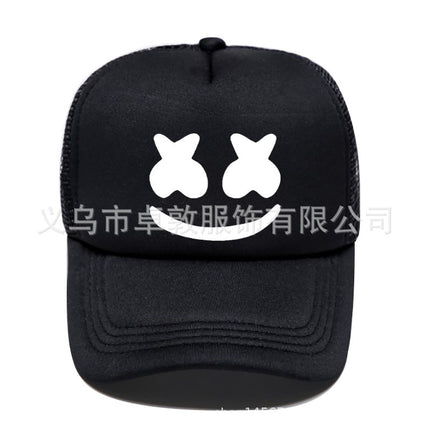 AliExpress smiley face expression baseball hat sunscreen sunshade cargo cap cross-border best selling smiley face pattern net cap for men and women