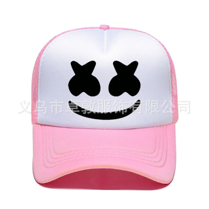 AliExpress smiley face expression baseball hat sunscreen sunshade cargo cap cross-border best selling smiley face pattern net cap for men and women