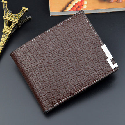 New Wallet Men's Short Wallet Men's Young Men's Korean-style Multi-card Retro Crocodile Pattern Fashionable Horizontal Soft Wallet