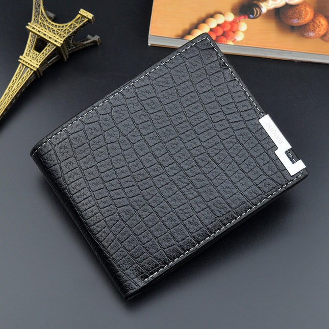 New Wallet Men's Short Wallet Men's Young Men's Korean-style Multi-card Retro Crocodile Pattern Fashionable Horizontal Soft Wallet