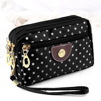 Four Zipper Nylon Cloth Hand-Held Short Wallet Women's Coin Key Large Screen Mobile Phone Wrist Small Bag Sports Versatile