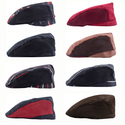 Kitchen breathable mesh chef hat men's restaurant thin hat beret waiter work peaked cap female summer