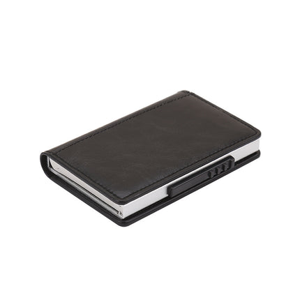 Leather Card Holder Aluminum Alloy Anti-Theft Side Push Credit Card Box Fashion Creative Stylish Men's Magnetic Card Holder Card Holder