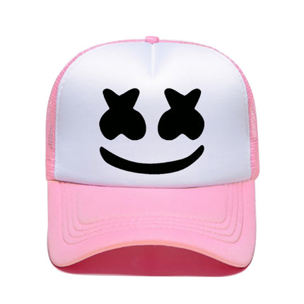 AliExpress smiley face expression baseball hat sunscreen sunshade cargo cap cross-border best selling smiley face pattern net cap for men and women