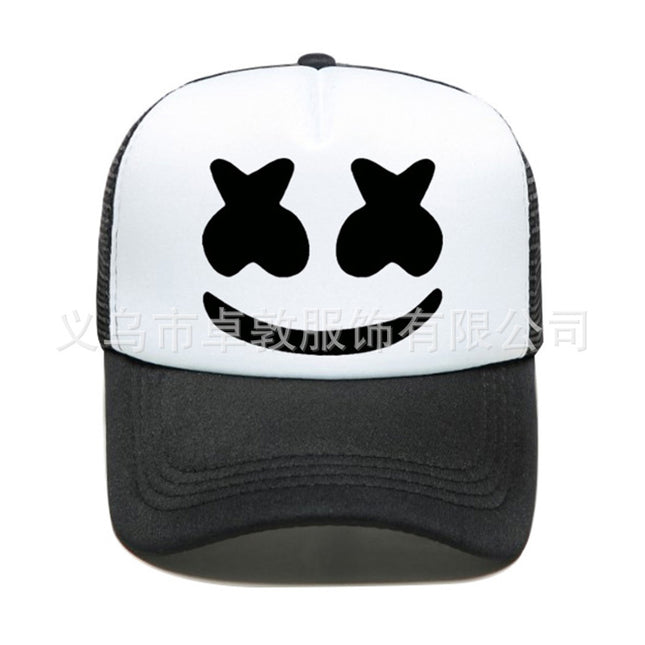 AliExpress smiley face expression baseball hat sunscreen sunshade cargo cap cross-border best selling smiley face pattern net cap for men and women