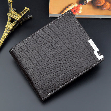New Wallet Men's Short Wallet Men's Young Men's Korean-style Multi-card Retro Crocodile Pattern Fashionable Horizontal Soft Wallet