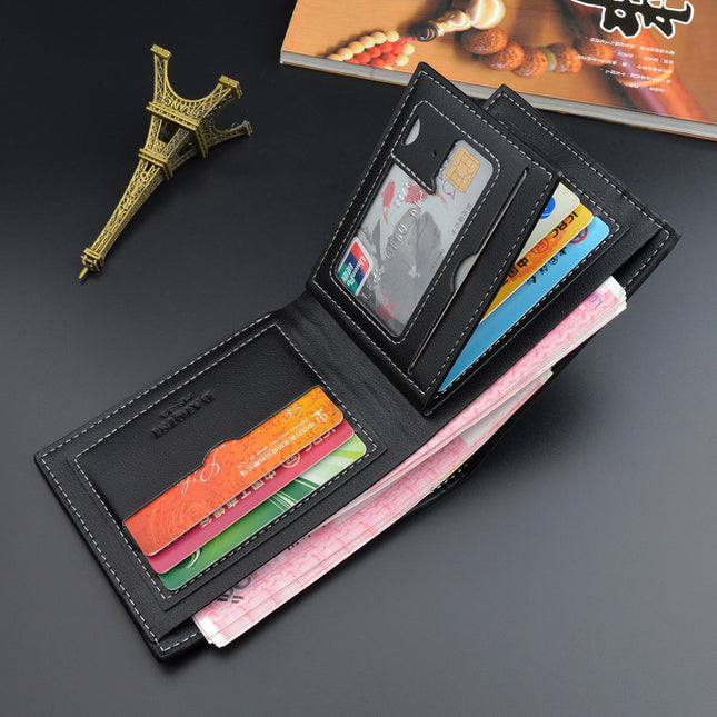 New Wallet Men's Short Wallet Men's Young Men's Korean-style Multi-card Retro Crocodile Pattern Fashionable Horizontal Soft Wallet