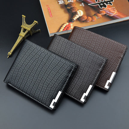 New Wallet Men's Short Wallet Men's Young Men's Korean-style Multi-card Retro Crocodile Pattern Fashionable Horizontal Soft Wallet