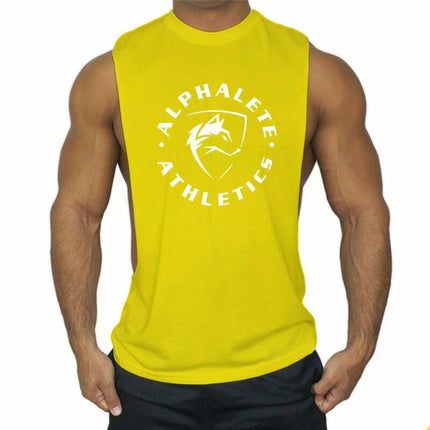Summer Sports Vest for Men, Loose Fit, Large Slit, Sleeveless Top, Racerback, Muscle-Building, Running, Weightlifting, Plus Size Gym Vest